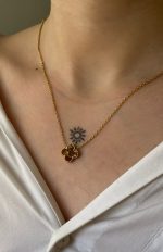گردنبند ونکلیف تک گل قهوه ای - Image 2