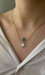 گردنبند ونکلیف تک گل سبزآبی - Image 2